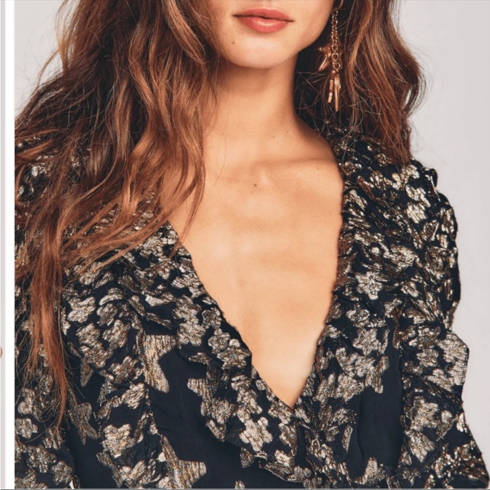 NWT LoveShackFancy Metallic Findlay Wrap Dress Size 0